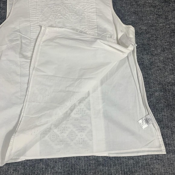 Talbots Blouse Womens 8 White Cotton Sleeveless Eyelet Embroidered Lined Top - Picture 8 of 12